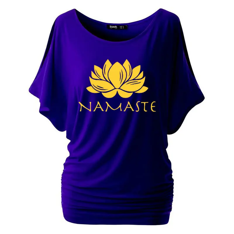 Модная женская одежда с принтом Namaste футболка женский топ рукавом летучая мышь