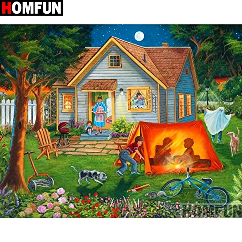 

HOMFUN Full Square/Round Drill 5D DIY Diamond Painting "House character" 3D Embroidery Cross Stitch 5D Home Decor A13146
