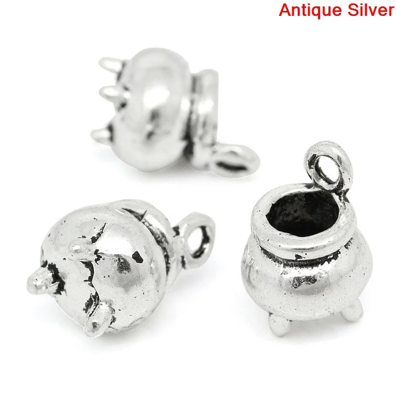 Doreen Box hot Charm подвески колдунья Котел чайник античное серебро 12 мм x 8 (4/8 &quotx 3/8&quot) 30