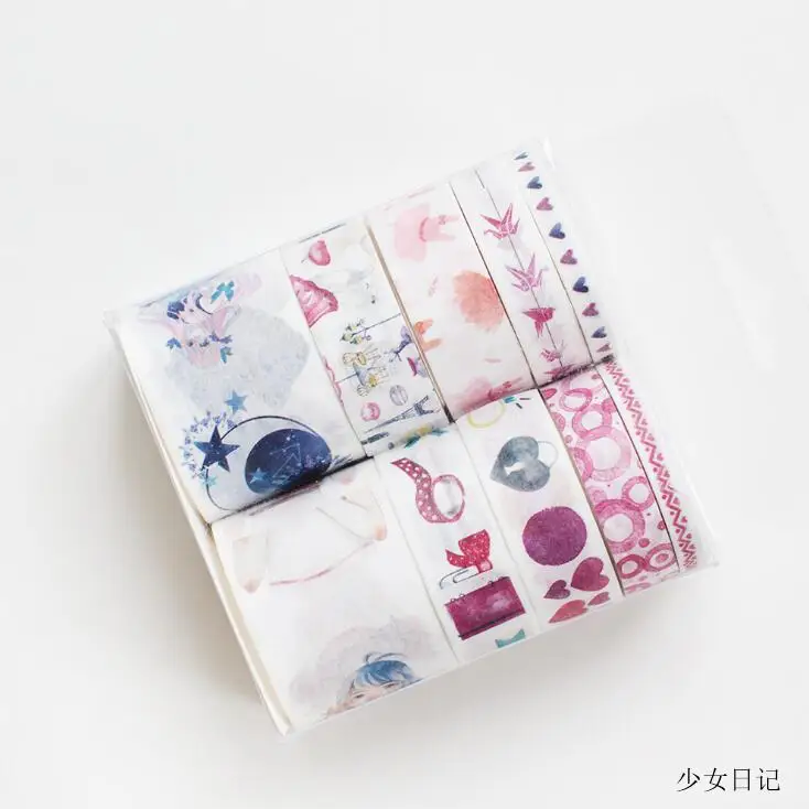 10 шт./компл. лента washi Розовый фламинго washitape звездное небо изоляционная лента Kawaii материал Эсколар Скрапбукинг washi papelaria - Цвет: 1