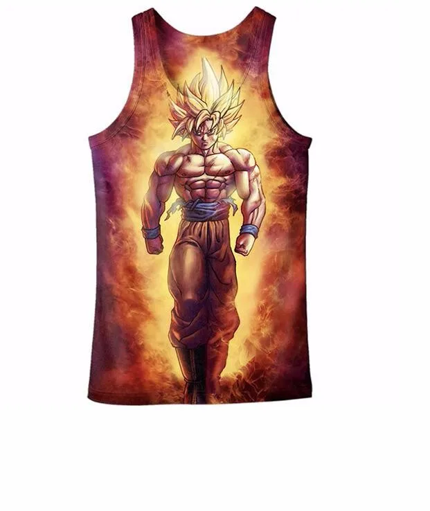 Новые Аниме Z Goku Супер Saiyan майки Гоку/Вегета/Majin Buu/Brolly футболка с печатью рубашка Мужчины Женщины-хипстеры 3D майка жилет