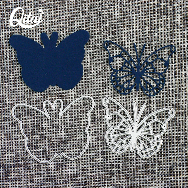 QITAI 6 шт./компл. металлические режущие штампы бабочки для DIY скрапбукинга альбом