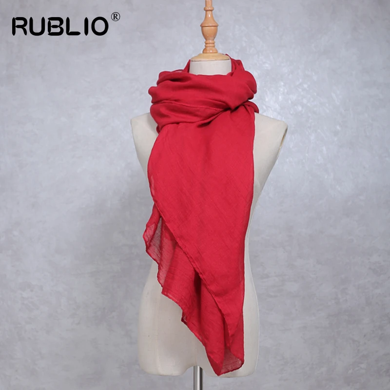 Rublio 2017 женские шарфы мягкая сплошной хиджабы длинную голову шарф двусторонний