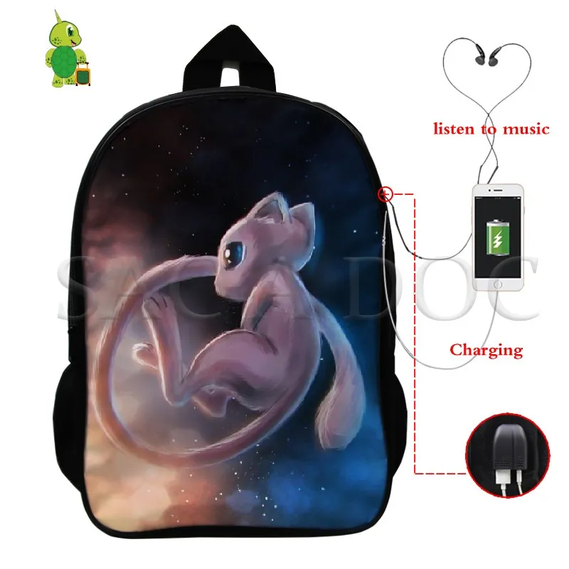 Pokemon Mewtwo Umbreon рюкзак для женщин и мужчин многофункциональный USB зарядка школьные и дорожные сумки для подростков студентов ноутбук рюкзак