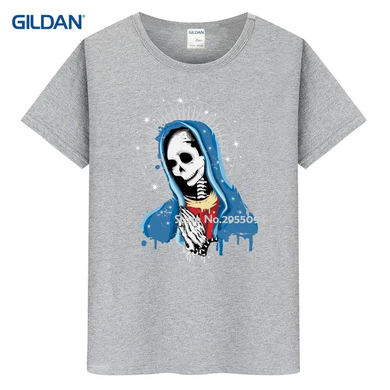 Графический Сделать Футболка смешно дешевые футболки Девы Марии Dia de los muertos