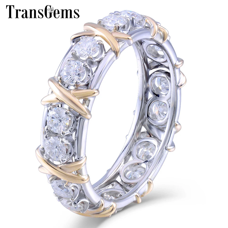 Женское кольцо из жёлтого и белого золота с муассанитом 14 к 585|ring ring|ring gold whitering |
