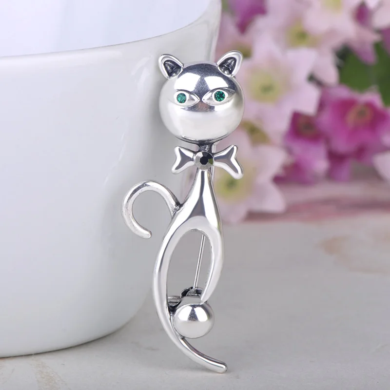 FUNMOR лук-узел зеленые глаза Кошка Броши черный пистолет цвет вечерние пальто