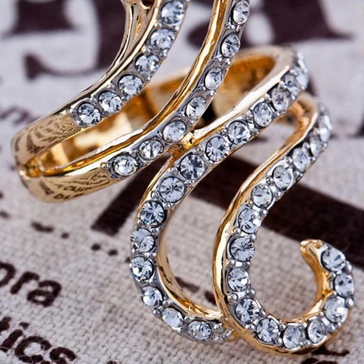 Fashion Red Gem Rings For Women Classic Wedding Romantic Ring Gold Color Jewelry Crystal Female | Украшения и аксессуары