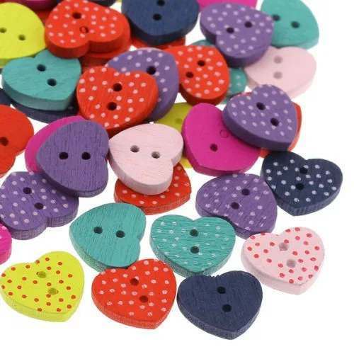 50Pcs Random Mixed Wood Sewing Buttons Scrapbooking Painted Dot Lovely Heart Hot XP0084 | Дом и сад