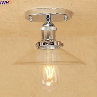 iwhd silver retro industrial ceiling lamp glass lampshade home lighting loft vintage led ceiling lights edison lampara techo