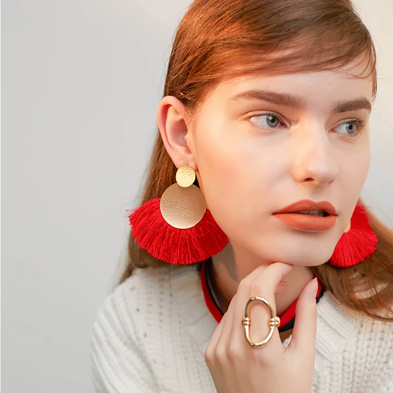 Bohemian Long Tassel Earrings for Women Red Big Statement Female 2019 Wedding Fringe Hanging Earings Jewelry | Украшения и
