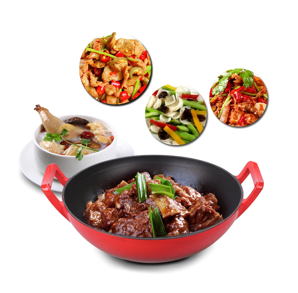 Вок эмалированный чугунный горшок антипригарная сковорода кухонные сковороды