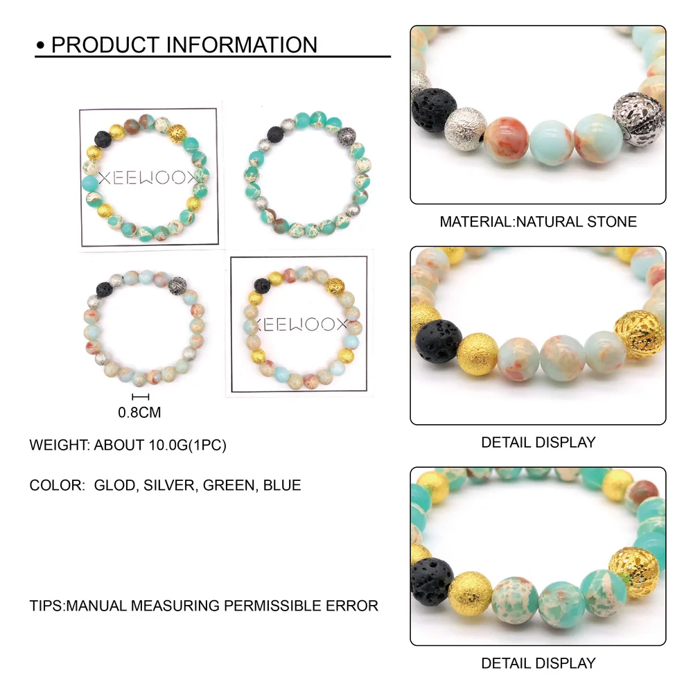 Colorful Couple Yoga Lava Essential Oils Diffuser Bead Bracelet For Woman Man Girl Natural Stone XEEWOOX Boho Bohemia Gift | Украшения и