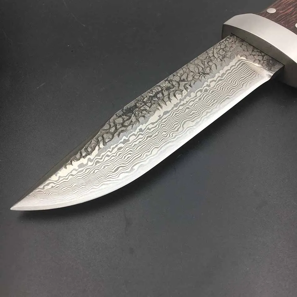 SK004 ручной Кованый прямой нож из дамасской стали твердость 62HRC Открытый Нож для