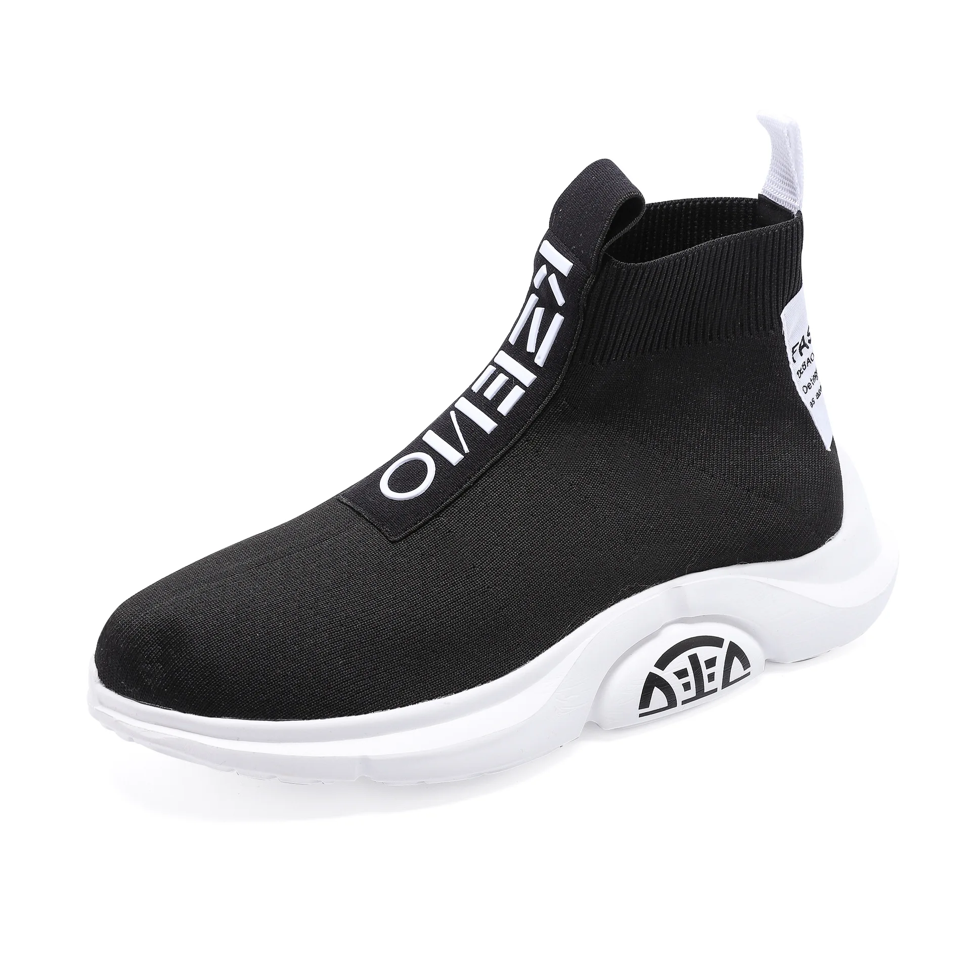 white high top YEELOCA мужские весенние носки обувь Вязание Мужская Вулканизированная подошва повседневные Нескользящие туфли на плоской подошве сетчатые Мягкие прогулочные носки обувь - Цвет: white high top