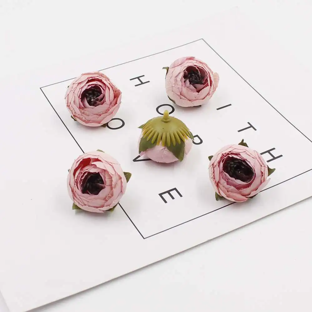 Pink 5 шт., высокое качество, 3 см, новинка, искусственный шелк, розовый чай, бутон, цветок, свадебное украшение, сделай сам, подарок, гирлянда, скрапбукинг, ремесла - Цвет: Pink