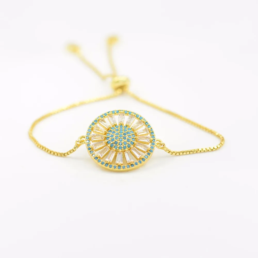 5 шт. цветок браслет Медь Micro Pave CZ циркония круглый браслеты с подвесками модные