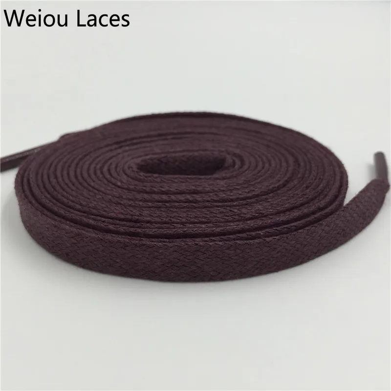 Weiou Quality Flat Waxed Shoelace 8mm Width Unisex Shoestrings Cord 100% Cotton Shoe Lace For Leather Shoes Boots Free Shipping