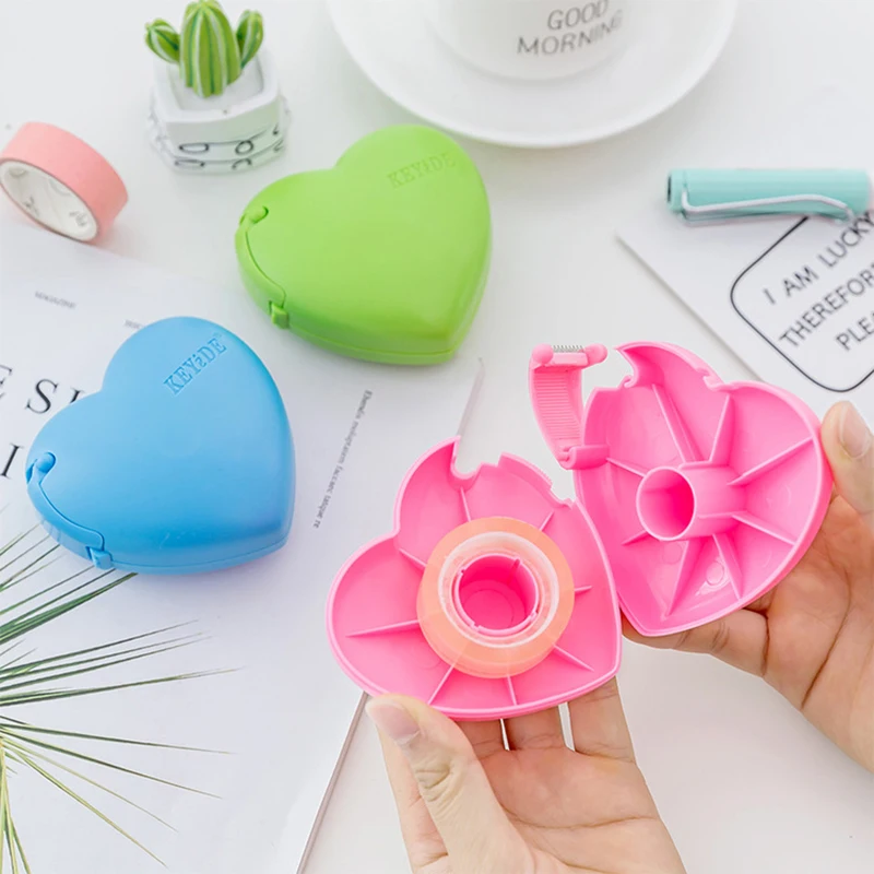 

Kawai Simple Creative Portable Candy Color Love Adhesive Tape Holder Dispenser Storage Case Masking Tape School Office Supply