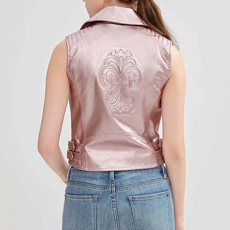 Шикарный Розовый жилет Женский Осенний пикантный 2019 женские облегающие Короткие