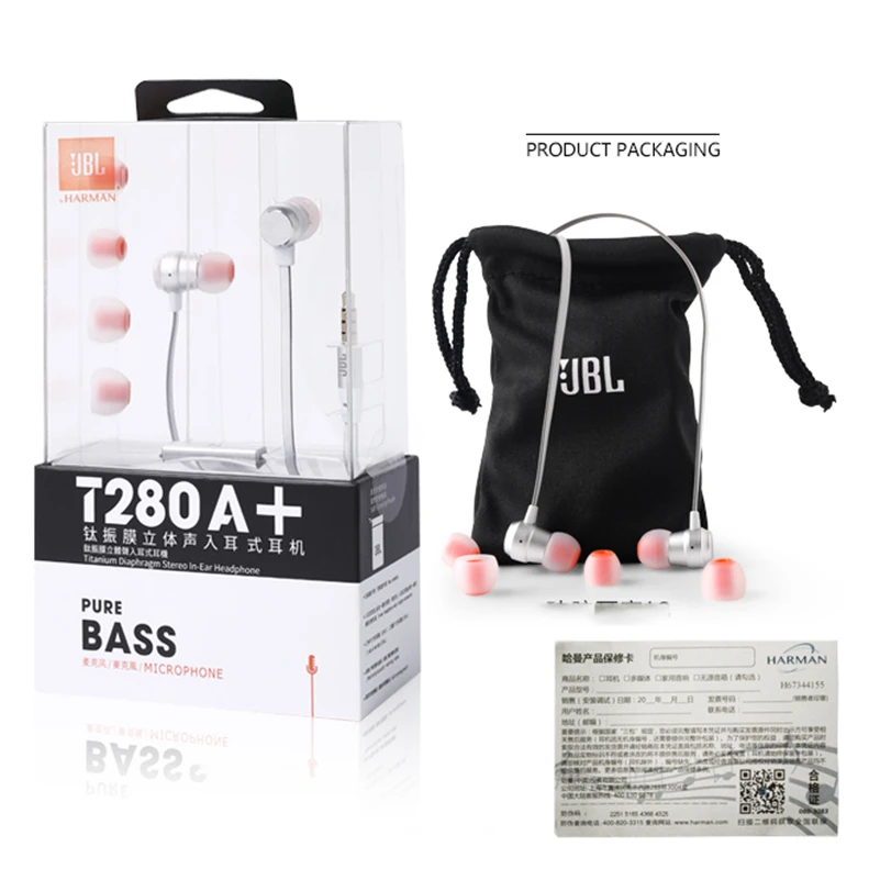 JBL T280A+ проводные наушники Fone De Ouvido Jbl In-line control Ecouteur гарнитура Hands-free Para Celular наушники