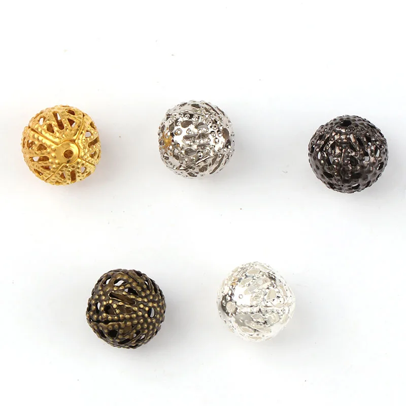 4x4 мм винтажные железные Цветочные Кружевные Полые Шарики металлические шарики
