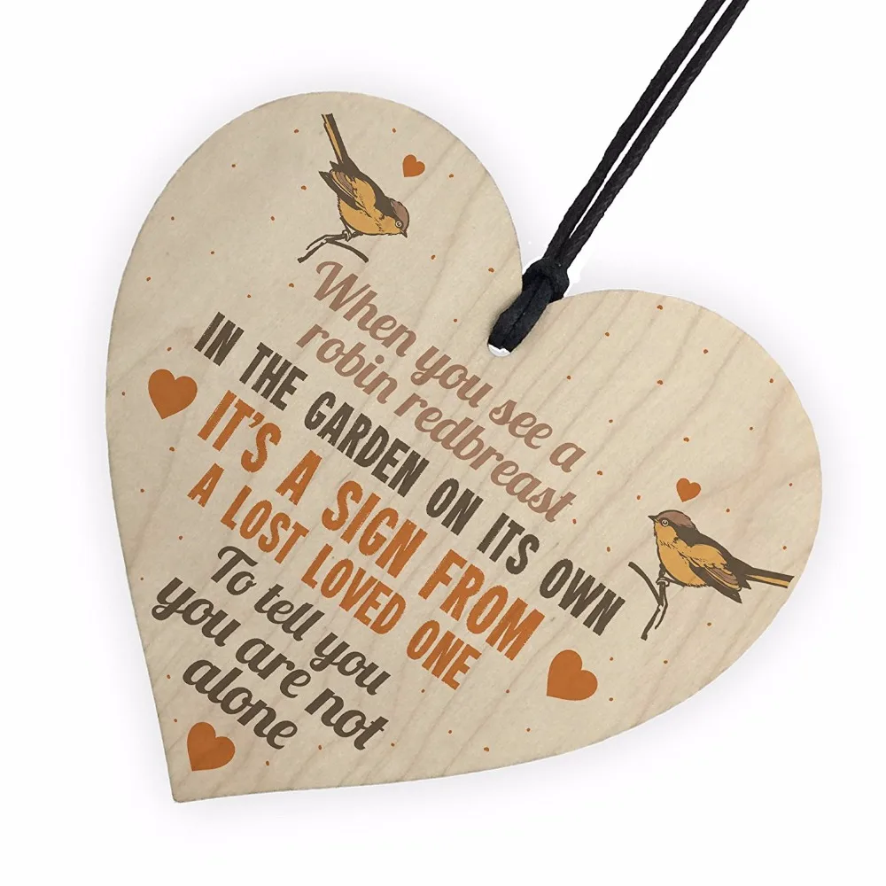 Meijiafei Robin Redbreast Memorial Bereavement Family Friend Nan Mum Dad Hanging Plaque Grave Sign | Дом и сад