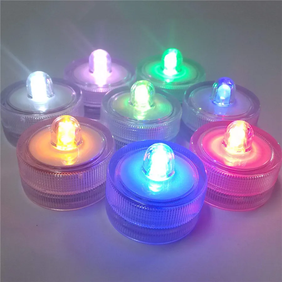 

10PC IP68 Waterproof Mini Led Underwater lamp Submersible Flameless Tea Candle light Vase decoration for Party,Wedding Battery