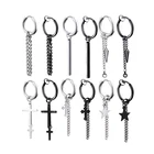 Серьги-подвески женские, мужские, серебристого цвета, в стиле хип-хоп