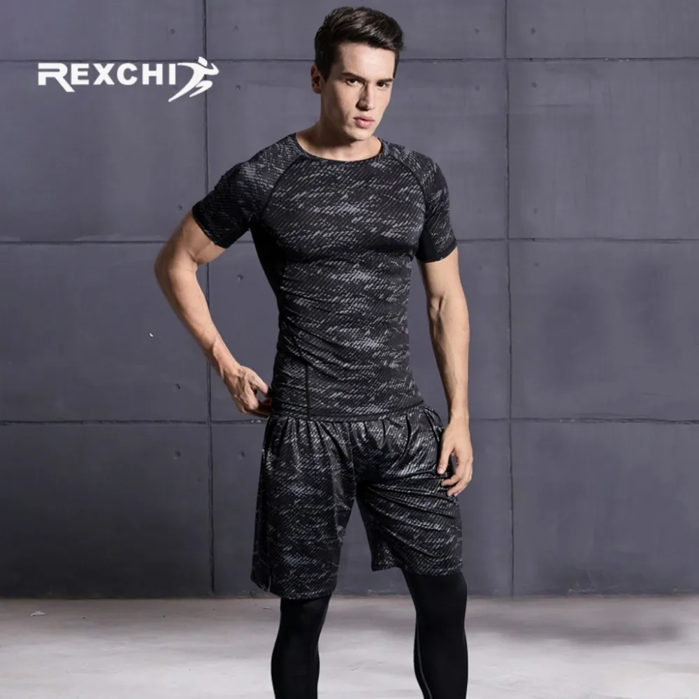 Rexchi 5 шт./компл. Для мужчин спортивный костюм тренажерный зал Фитнес сжатия Одежда для бега спортивная одежда тренировки колготки