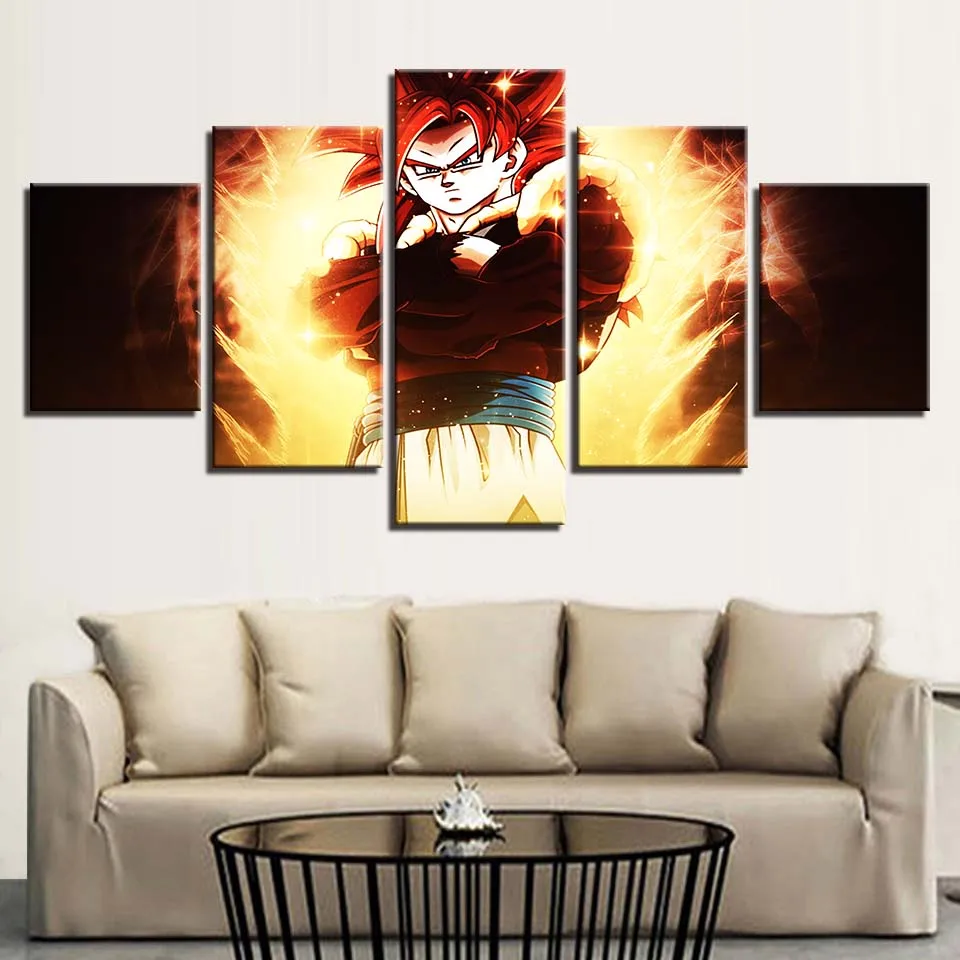 Печать картины дома стены искусства модульная 5 шт. плакат анимация Гоку живопись