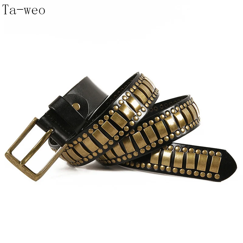 Ta-weo Fashion Punk Hip-hop Rivet Belts, Unisex Pin Buckle Belt, Designer Men Belts High Quality, Female Belt