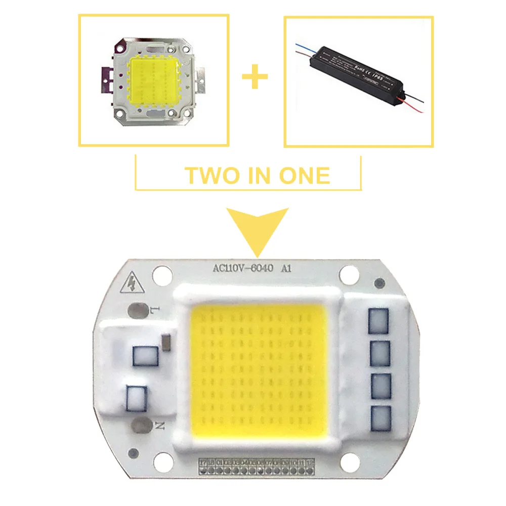 5 шт./лот LED COB чип лампа 20 Вт 30 50 AC110V IP65 Smart IC подходит для DIY Прожектор уличный свет
