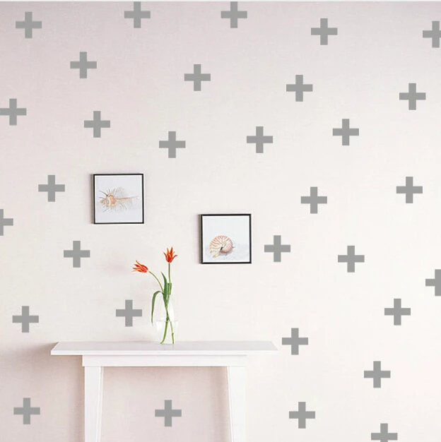 

80 Pcs Kid's Bedroom PVC Wall Stickers Cross Plus Wall Decal for Baby Room Wall Decoration Free Shipping