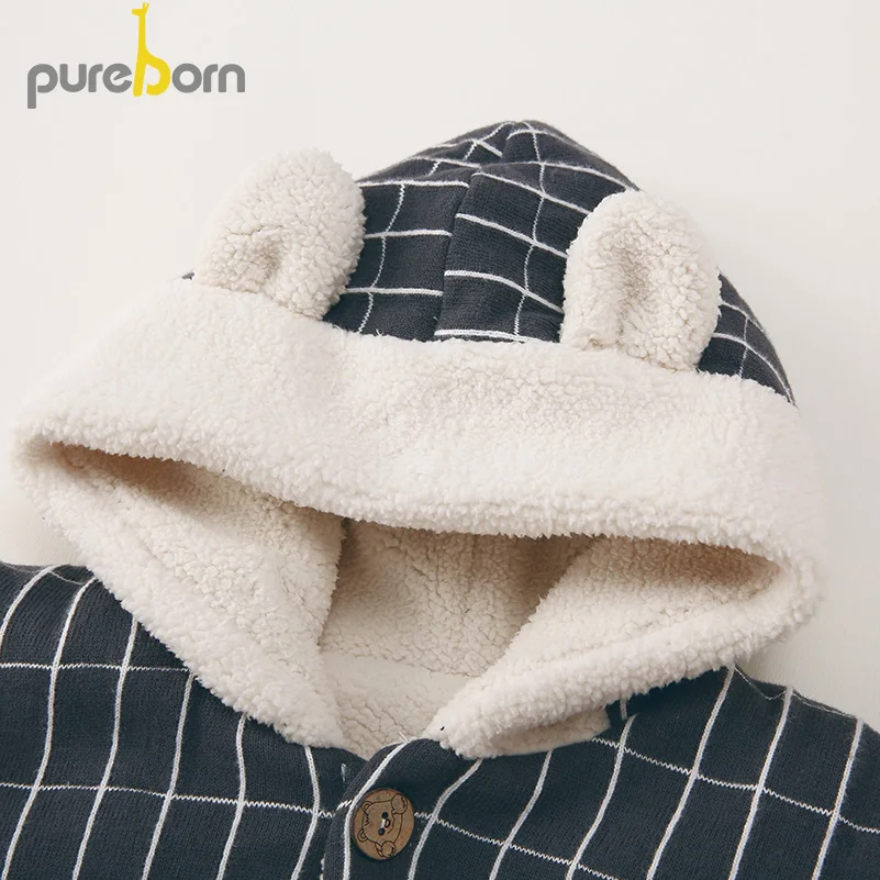 Pureborn/флисовая накидка с капюшоном для маленьких девочек Классическая полосатая