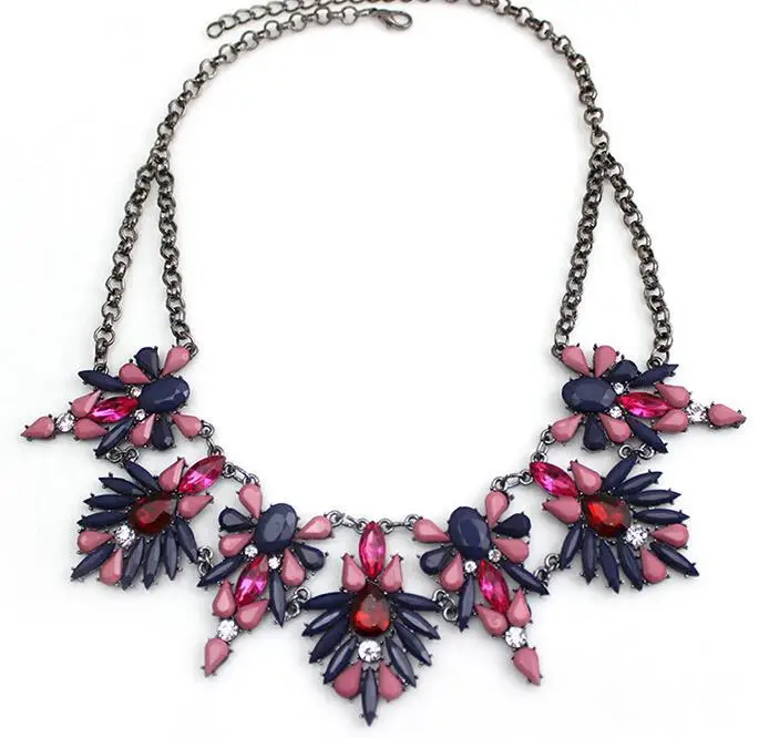 DB09073 Blue and Golden retro geo women Fashion Jewelry statement necklace &amp pendant bib choker collar | Украшения и
