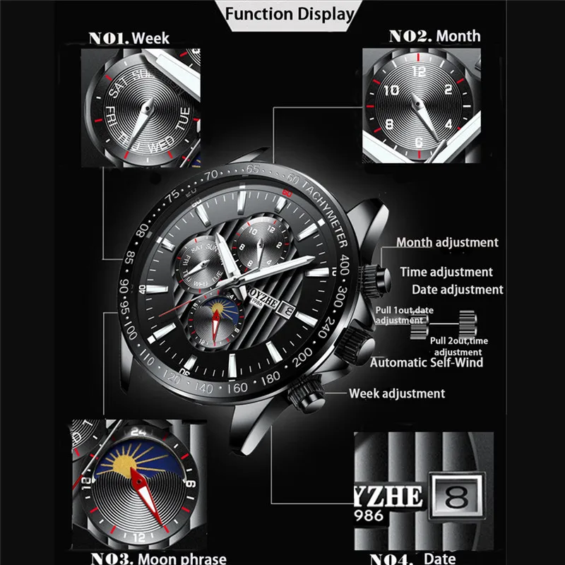 BOYZHE Herren Neue Automatische Mechanische Uhr Edelstahl Mode Повседневный Leucht Luxus Marke Sport Uhren Relogio