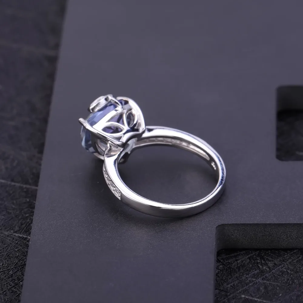GEM'S BALLET Natural Iolite Blue Mystic Quartz Ring Earrings 925 Sterling Silver Triangle Gemstone Jewelry Set For Women | Украшения и