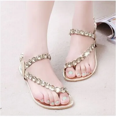 2014 sets new comfort rhinestone toe flip flops word fashion flat sandals and slippers with child |