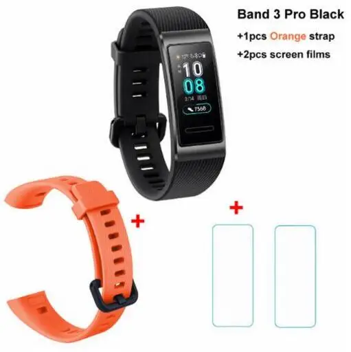 huawei Band 3 Pro Smartband gps металлическая рамка Amoled полноцветный дисплей сенсорный экран Датчик сердечного ритма датчик сна - Цвет: black x oriange film