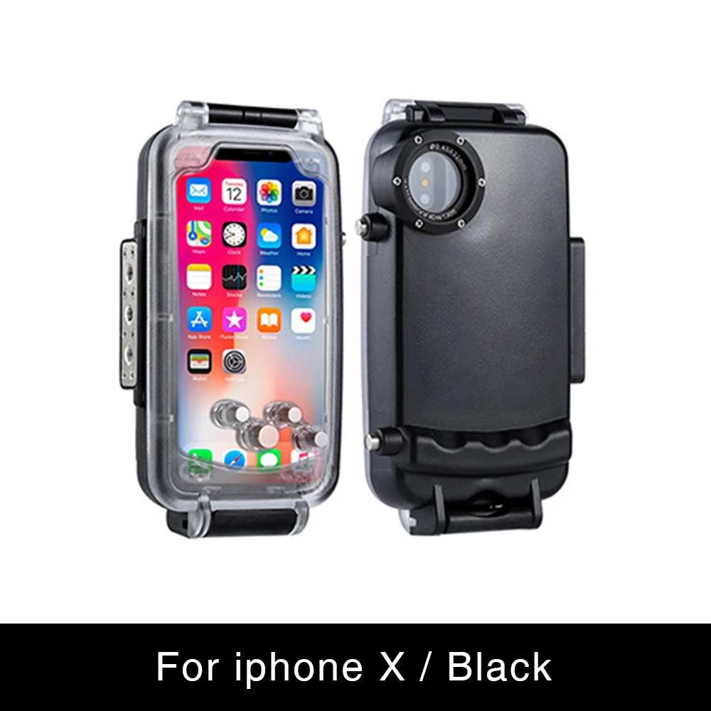ET Дайвинг телефон Корпус для IPhone 7/8 7/8 Plus X 40 m/130ft профессиональный водонепроницаемый подводный защитный чехол для IPhone - Цвет: Black For iphone X