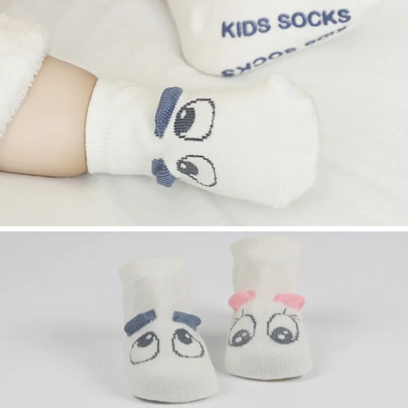 New Cotton Newborn Baby Socks Boys Girls Short Cute Three Dimensional Big Eyes Anti-slip Summer Infant Toddler | Детская одежда и