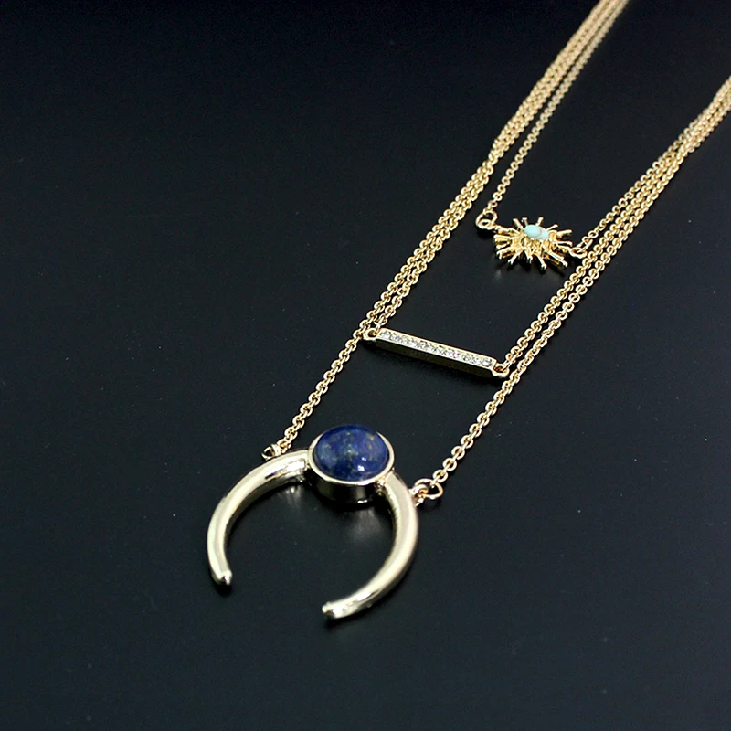 

Crystal Multi Layer Necklace Chunky 2016 Gold Statement Necklace Women Multilayer Necklace Boho Jewelry Collier Femme Sne160100