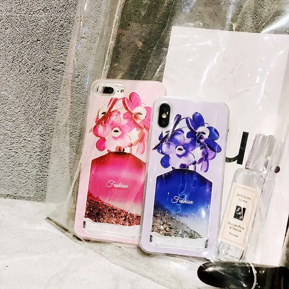 Флакон духов Блестящий песок для iphone 6 S 7 8 Plus TPU + PC X Funda Drop-proof задние крышки |