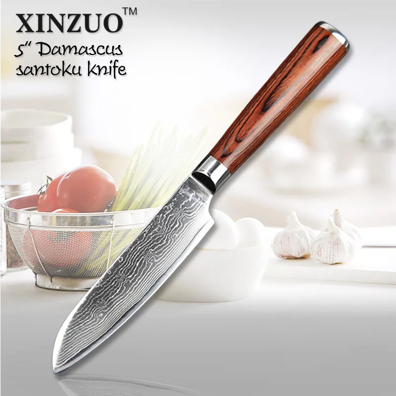 XINZUO 5 &quotдюймов Santoku Ножи японский VG10 Дамаск Сталь шеф повара высокое качество