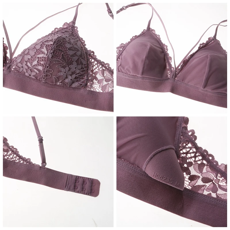 Женский комплект кружевного нижнего белья бюстгальтер с треугольными чашками и