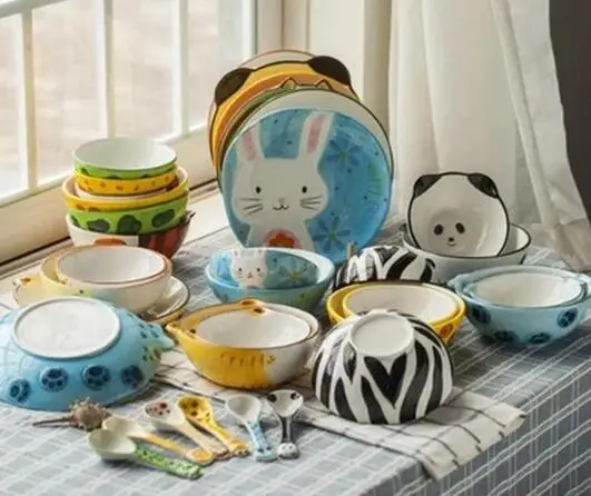 Миска/ложка/блюдо еды 4 шт./компл. Мультяшные Столовые приборы фрукты рис салат