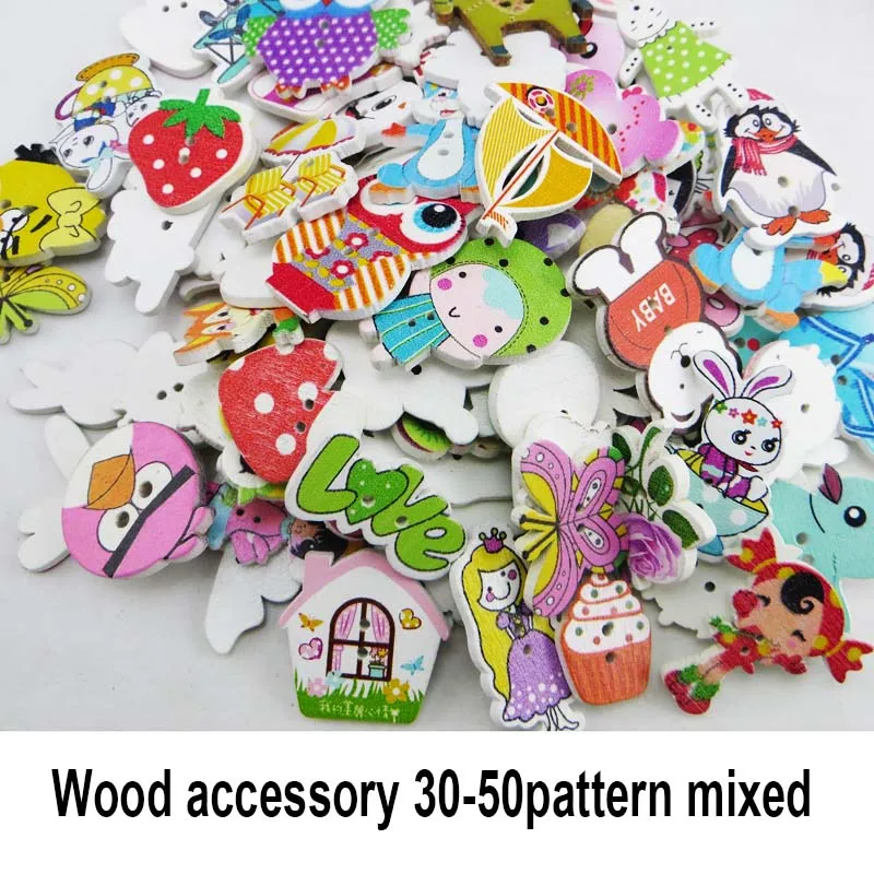 mixed 40 шт. DIY 2 отверстия узоры мультфильмы Дерево Швейные украшения кролик Кнопка скрапбук талисманы лиса пуговицы WCF-351 - Цвет: mixed