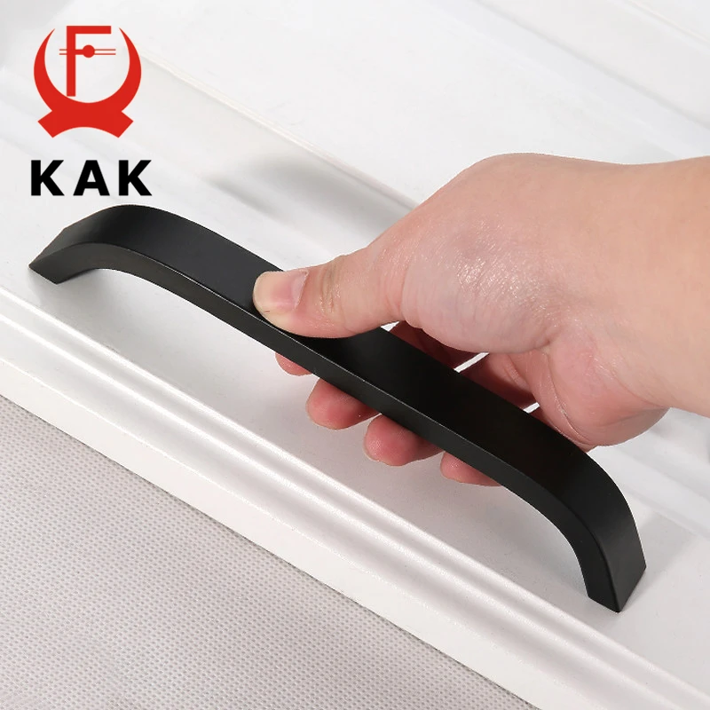 KAK кухонная ручка для дверцы шкафа черная Мебельная ящика ручки из алюминиевого