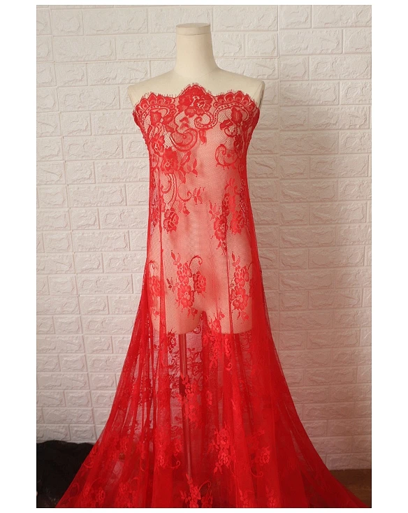 3 м/лот Изысканная белая черная кружевная ткань с ресничками для свадебного